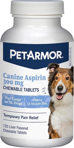 [BRSROZT5OUNQOC33] PetArmor Aspirin for Large Dogs, Fast Acting Anti-Inflammatory and Pain Relief For Dogs, Vet-Quality Joint Support and Pain Meds for Dogs, 120 Liver Flavored Tablets