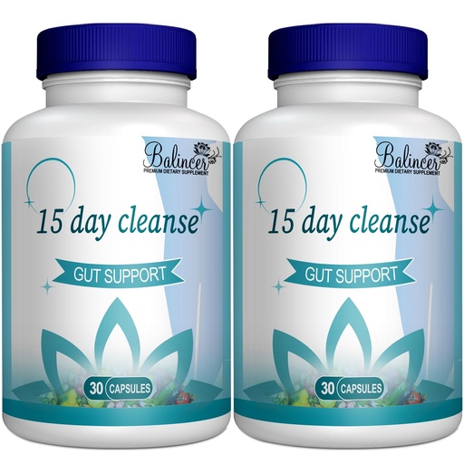 [BRSRA2T6AF7QK3A3] 15 Day Cleanse, Gut and Colon Support, Advanced 15 Day Gut Cleanse Detox for Women & Men with Senna, Cascara Sagrada & Psyllium Husk, Non-GMO, 30 Capsules