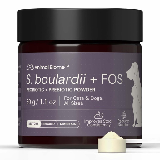 [BRSROBAPBABRO3DV] Animal Biome S. Boulardii + FOS Powder Probiotics for Dogs & Cats 30g (50 Scoops), Saccharomyces Boulardii Dog Probiotic + Prebiotic for Gut Health, Loose Stool, Sensitive Stomach Microbiome Support
