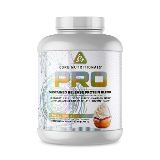 [BRSWYZD7OQCGO2DJ] Core Nutritionals Pro Sustained Release Protein Blend, Digestive Enzyme Blend, 25G Protein, 2G Carb, 69 Servings (Frosted Vanilla Cupcake)