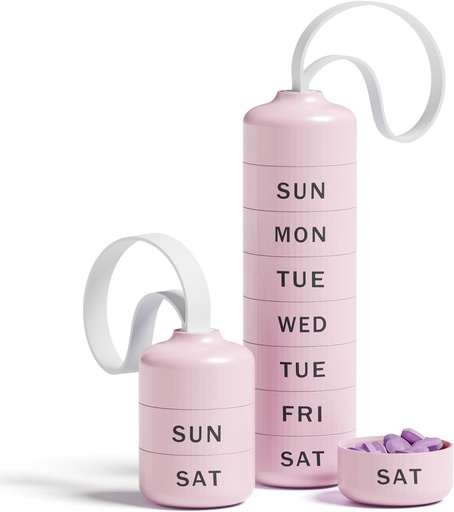 [BRSRAYYYB4NREA37] Cuki Pill Organizer 7 nagy részlegek, Beitfe Weekly Pill Box az utazási, Cute Daily Pill Case 7 nap, a 7 Nagy Stackable kompartmentek, Pill Holder vitaminpótló gyógyszer (rózsaszín)