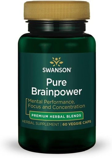 [BRSWGFAZCQOWGDQ3] Swanson Pure Brainpower Brain Health Cognitive Memory Focus Support Brain-Derived Neurotrophic Factor (BDNF) Herbal Supplement (Ginkgo Biloba, Bacopa Monnieri) 60 Veggie Capsules (Veg Caps) Vegan