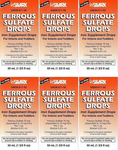 [BRSWIATYCMORY3LC] Ferrous Drops Iron Supplement Peppermint Flavor Generic for Enfamil Fer-In-Sol Iron Supplement Drops for Infants, Toddlers& Children Measuring Dropper Included 50 ml per Bottle Pack of 6