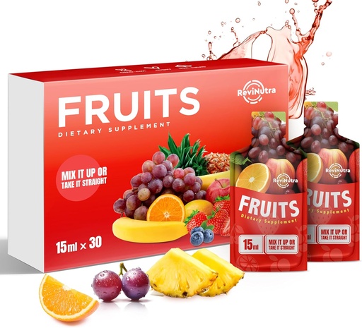[BRSRAGL4OVYWCC3P] Super Fruit Liquid Juice - 30 Pouches Superfoods Fruits Supplement for Women, Men and Kids - Support Energy, Immunity, Digestion & Metabolism - Vegan, 30 Day Supply