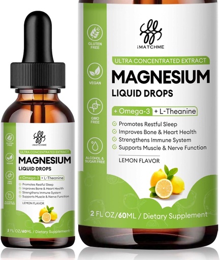 [BRSROEAKBBYWKD3J] Magnesio Complejo, Magnesio Glycinate, Oxide, Taurate y Citrate gotas líquidas, Lemon Flavor, 2 Fl Oz