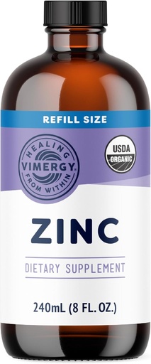 [BRSRAZYCAUIWYD3B] Vimergy Organic Zinc Supplements For Women & Men (7.5mg Liquid Zinc Per Serving) Fast-Absorbing Immune Support, Promotes Healthy Bones & Skin, USDA Certified Organic, Vegan, Up to 120 Servings (240mL)