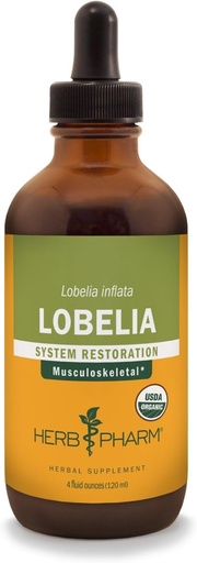 [BRSWIY37PIJQ4GYV] Herb Pharm Certified Organic Lobelia Liquid Extract for Musculoskeletal System Support - 4 Ounce
