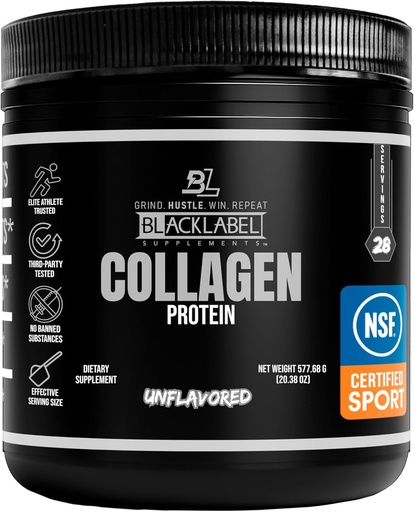 [BRSRAAIKB4PQAD3G] Blacklabel Unflavored Collagen Peptides Protein Powder – NSF certificado para el deporte – Hidrolyzed Collagen Powder para el apoyo conjunto, Tendon y ligamento – Proteína con Collagen para la recuperación – 28 Servimientos