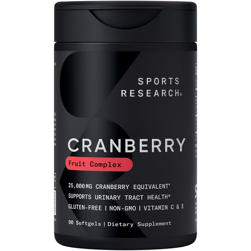 [BRSWK2Q6CMPRAEDO] Sports Research® Cranberry Fruit Complex Supplement - Softgels for Urinary Tract Health Support - Made with Pacran®­ & Vitamins C & E - Non-GMO & Gluten Free - 90 Count