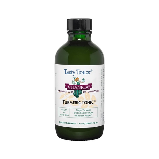 [BRSWKG32CIDBQDIV] Vitanica Turmeric Tonic, Non-GMO Liquid Turmeric Curcumin Supplement 1000 mg, with Black Pepper and Ginger, Antioxidant, Vegan, Gluten Free, 4 Ounce
