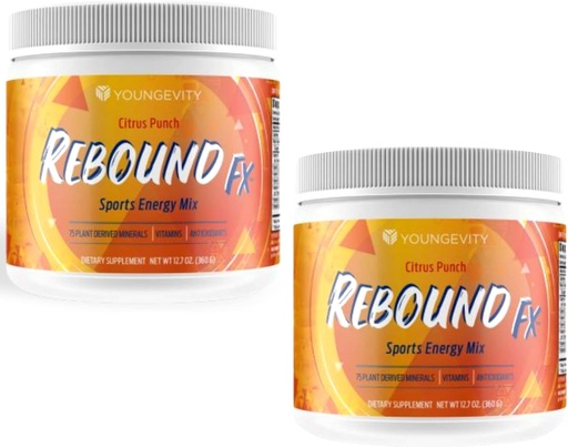 [BRSWIZIMON6REGDG] Youngevity Rebound Fx Citrus Powder, 360g – Supplement for Energy, Enriched with Vitamins, Minerals and Antioxidants – Immune System Booster Powder - Energy Vitamins Drink Mix for Women & Men (2 Pack)