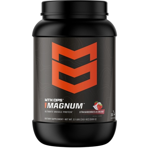 [BRSWKHYTA4BWGHDM] MTN OPS Magnum Whey Protein Powder, Strawberries & Cream | 23g Whey Protein, Whey Isolate & Concentrate, Muscle Recovery, Low Sugar, Gluten Free