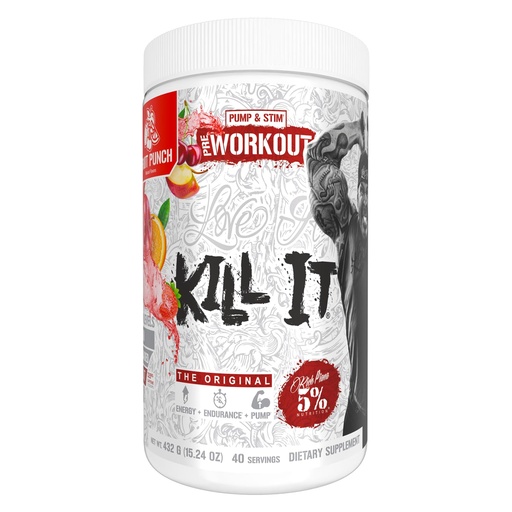 [BRSWKGD5C4NGY3D4] 5% Nutrition Rich Piana Kill It Pre Workout Powder w/Creatine, Caffeine, Beta Alanine, Hydroprime Glycerol for Pump, Strength, Endurance | 20/40 Srvgs (40 Servings, Fruit Punch)