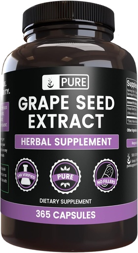 [BRSWGBAHAF5WCHQ3] Pure Ingredients Grape Secter (365 Capules) No Magnesium o Rice Fillers, sempre Pur, Lab Verificat