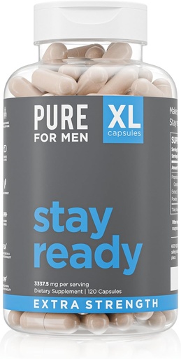 [BRSROCTQOEGRMHL2] Pure for Men Stay Ready Fiber Extra Strength Supplement | Digestive Regularity | Bowel Movement & Gut Health Support | Vegan Cleanliness | Proprietary Formula | 120 Vegan XL kapsulak