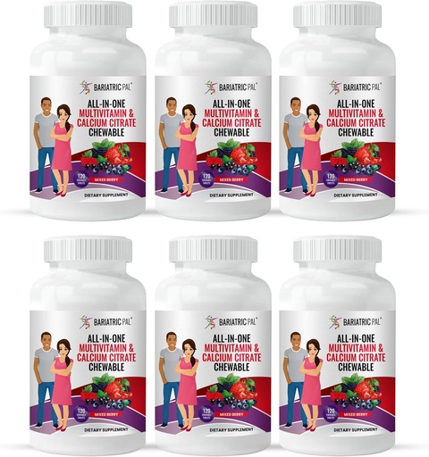 [BRSRMYYFB56WCH3H] BariatricPal "All-in-ONE Chewable Multivitamin with Calcium Citrate & Iron - Mixed Berry (180-Day Supply)