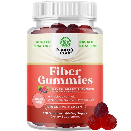 [BRSRM2QZAQCAID3H] Fiber Gummies for Adults - Chicory Root Supplement with Prebiotic Support for Gut & Digestive Health - Soluble Digestion Capsules for Stomach Regulation & Immune Aid - Sugar Free & Vegan - 120 Count