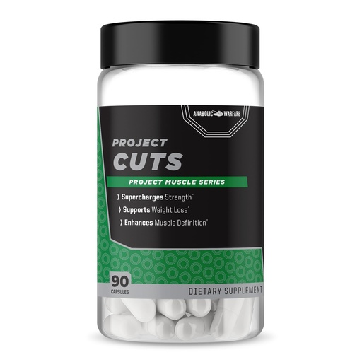 [BRSW2AD7CUNR6HLA] Anabolic Warfare Project Cuts, Body Recomposition, Muscle Definition, Stimulant-Free, Made with Botanicals* (90 Capsules)