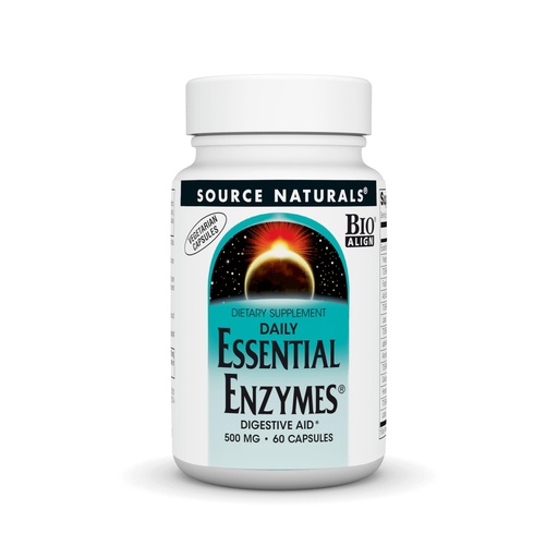 [BRSWIYQPO4IGMDTE] Source Naturals Essential Enzymes 500mg Bio-Aligned Multiple Enzyme Supplement Herbal Defense for Digestion, Gas, Constipation & Bloating Relief - Supports Immune System* - 60 Vegetarian Capsules
