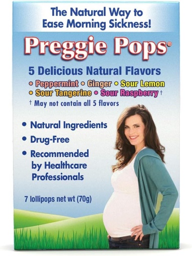 [BRSWI2YPAYDGGFAZ] Preggie Pops | 7 Lollipops | Morning Sickness & Nausea Relief during pregnancy | Safe for pregnant Mom & Baby | Gluten Free | 7 Flavors: Lemon, Raspberry, Peppermint & More