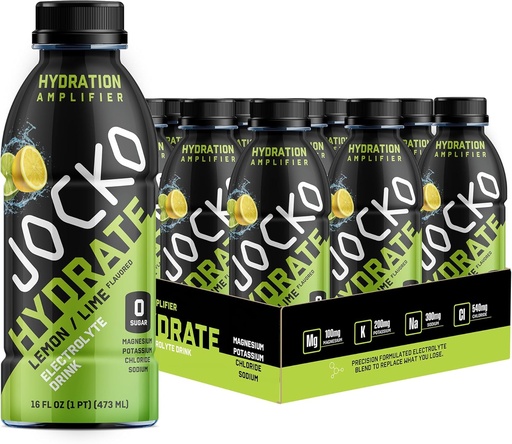 [BRSRAYADPIBWC3LF] Jocko Fuel Hydrate Electrolyte Drinks - Sport Drink Hydration Forstærker, Tørst Quencher - Videnskabeligt Formuleret Electrolyte Blend Lemon- Lime 16 Oz (12 Pack)
