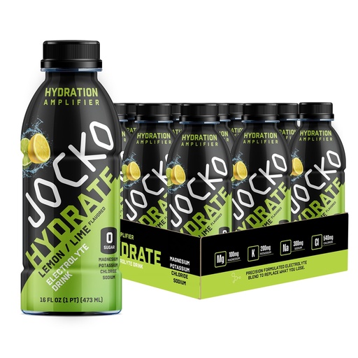 [BRSRAYADPIBWC3LF] Jocko Fuel Hydrate Electrolyte Drinks - Sports Drink Hydration Amplifier, Thirst Quencher - Scientifically Formulated Electrolyte Blend Lemon-Lime 16 Oz (12 Pack)