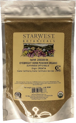 [BRSWIZQNBMBGM2LU] Eyebright Herb Powder Og - 4 Oz, (Starwest Botanicals)