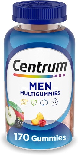 [BRSWYCY2OVYQYHQ7] Centrum MultiGummies Gummy Multivitamine voor mannen, Multivitamine/Multimineral Supplement met Selenium, Antioxidanten en Vitamine D3, Assorted Fruit smaak - 170 Tel.
