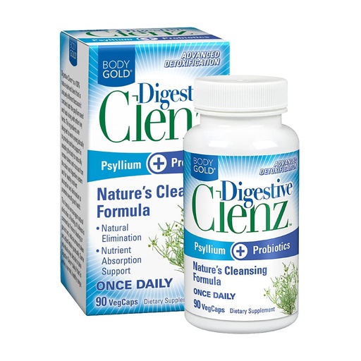 [BRSW2ZD5A4MRADLB] Body Gold Digestive Clenz | Healthy Detoxification, Elimination & Nutrient Absorption Support | 30 Servings, 90 VegCaps