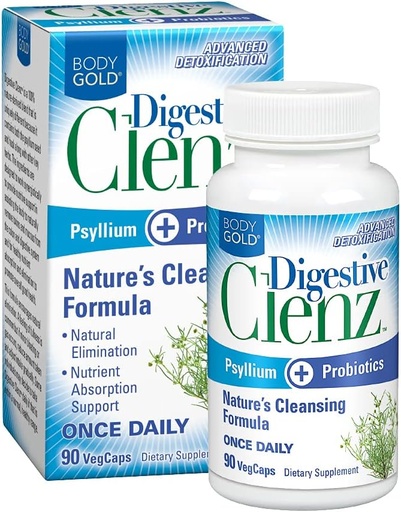 [BRSW2ZD5A4MRADLB] Body Gold Digestive Clenz ← Detoxificación saludable, Eliminación " Nutrient Absorption Support ← 30 Servings, 90 VegCaps
