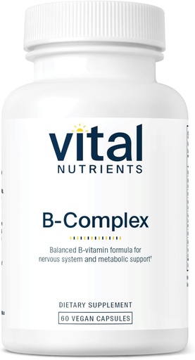 [BRSWIYQCDINBOFTA] Vital Nährstoffe Vitamin B-Komplex | Vegan hochkarätig methylierte B-Komplexe Vitamine | B Vitamine unterstützen Energieproduktion, Stoffwechsel und Herzgesundheit* | Gluten, Dairy, Soy Free | 60 Kapseln
