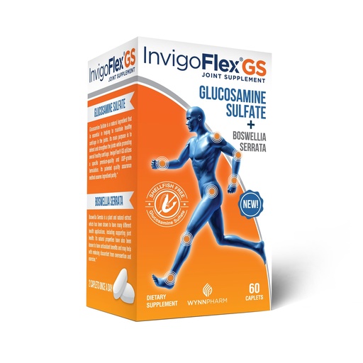 [BRSWKHQRBIHBWAD5] INVIGOFLEX® GS - Glucosamine Sulfate (Shellfish Free, Sodium Free & Vegetarian Safe) Non GMO, Gluten Free - with Boswellia Serrata - Knees, Hands, Back, and Hip Premium Joint Supplement