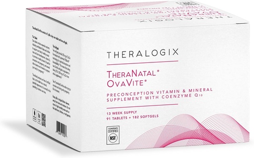 [BRSWKEL2AUPQC3DE] Theralogix TheraNatal OvaVite Preconception Vitamins - 13-Week Supply - Prenatal Vitamins & Ferttitude Supplement for Women with CoQ10* - NSF sertifikalı - 91 Tabs, 182 Softgels (91 Hizmet)