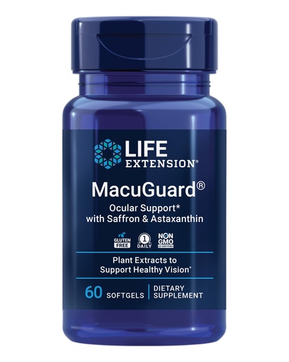 [BRSWKGQPCEABUFDO] Life Extension MacuGuard Ocular Support with Saffron & Astaxanthin – Eye Health Supplement for Healthy Vision – with Lutein, zeaxanthin, Meso-zeaxanthin – Gluten-Free, Non-GMO – 60 softgels