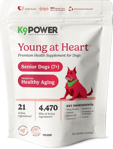 [BRSROZD2CAGWKDLP] K9 Power Young at Heart Senior Dog Multivitamin 1 lb – Advanced Supplement for Seniors – Supports Brain, Heart, Vision, Joint Health, and Mobility