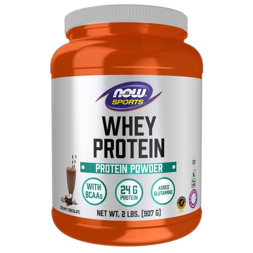 [BRSWIY32BQPBK236] NOW Foods Sports Nutrition, Whey Protein, 24 G With BCAAs, Creamy Chocolate Powder, 2-Pound