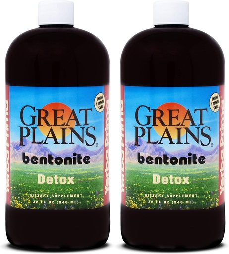 [BRSWIGDYBUABMC3K] Yerba Prima Great Plains Bentonite - 32 oz (Pack of 2) - Internal Liquid Clay Supplement for A Natural Cleanse