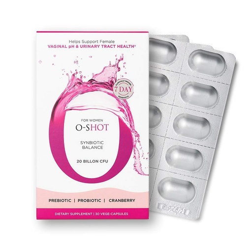 [BRSWYBT7CEFRQH3Z] O-Shot for Woman Vaginal Probiotic + Prebiotic, Cranberry Extract, Chicory Root, Vaginal pH, Urinary Tract, Digestion, Bloating, Non Dairy, Non GMO, Gluten Free, 30 Vege-Capsules