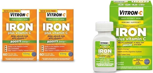 [BRSROAINOAHRSFLV] Vitron-C Iron Supplement, Once Daily, High Potency Iron Plus Vitamin C & Iron Supplement & Immune Support
