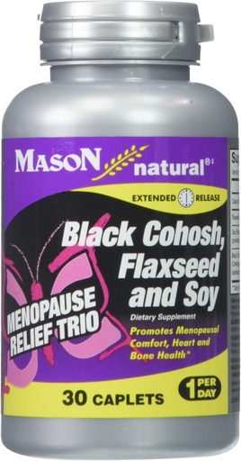 [BRSWIY33AEIWEDTY] MASON NATURAL Menopause Trio: Black Cohosh, Flaxseed, &amp; Soy (Extended Release) - May Alleviate Hot Flashes & Night Sweats*, Supports Healthy Hormone Balance*, 30 Caplets