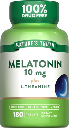 [BRSROZYDDIBRSE34] La verdad de la naturaleza Melatonin Tablets Silencio 10mg Silencio 180 Cuenta Silencioso con L-Theanine ← Suplemento gratis para adultos Silencio Vegan, No-GMO &amp; Gluten Suplemento gratuito