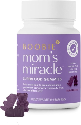 [BRSW2FDRCAAW23TZ] Boobie Bears Amning Support Gumies 124; Hjælper som Milk Supply Booster & Understøtter immunforsvar & Hårvækst