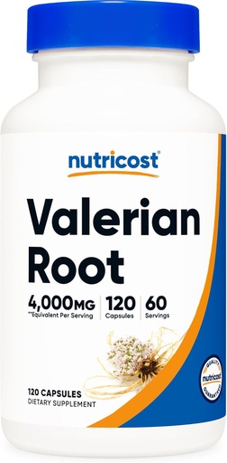 [BRSWGGAHBMMBMG3G] Nutricost Valerian Root Capsules (1000mg Per Serving) 120 Capsules - 4,000mg Equivalent Per Serving (4:1 Extract), Vegetarian Caps, Gluten Free, Non-GMO