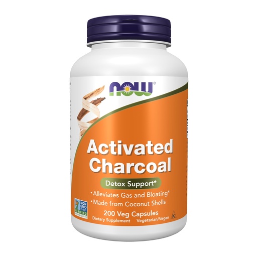[BRSWGGD3BEGQKCA6] NOW Foods Supplements, Activated Charcoal Made from Coconut Shells, Non-GMO Project Verified, Detox Support*, 200 Veg Capsules