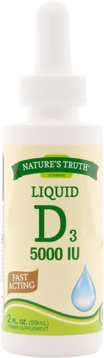 [BRSWG2QQAQOW2YDO] Nature's Truth D3 5000 IU Fast Acting Vitamin Supplement Liquid - 2 oz, Pack of 5