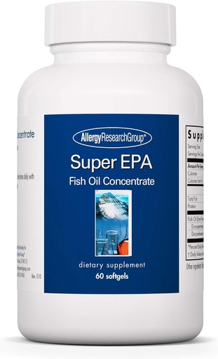 [BRSWIYTYO4HRCGTI] Allergy Research Group Super EPA - Omega 3 Supplement, Fish Oil Concentrate, EPA, DHA, Omega 3 Fatty Acids, Sustainably-Sourced Anchovies - 60 Count