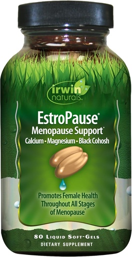 [BRSRMCA2DMOROFL4] Irwin Naturals EstroPause Menopause Support - 80 Liquid Softgels - Promotes Female Health Throughout All Stages of Menopause with Calcium, Magnesium & Black Cohosh