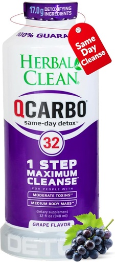 [BRSWIZYZOMNB22Q3] Билков чист Qcarbo32 Същия ден Detox почистват напитката (32 fl oz) - Грозде аромат пълно тяло чистя * Детокс напитка за високо ниво на токсин *, витамин B2 и витамин B12 за мъже и жени