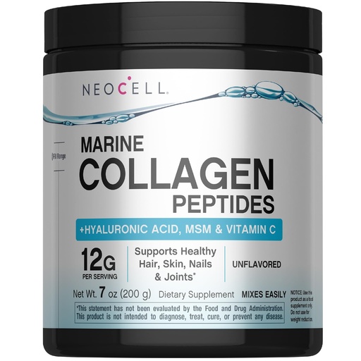 [BRSRMAQNAV4BSFLZ] NeoCell Marine Collagen Peptides Powder | 7 oz | Unflavored Supplement | with Vitamin C and MSM | Plus Hyaluronic Acid | Prebiotic Fiber Beauty Blend | Hair, Skin, & Nails | for Women and Men