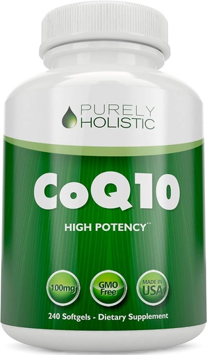 [BRSWIBT6BAAROFAV] CoQ10 100mg - 240 SoftGels - 8 mois d'approvisionnement - Ubiquinone Coenzyme supplément Q10 - avec huile d'olive biologique - sans soja Co Q 10 - Fabriqué aux États-Unis
